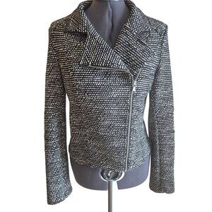 Express Black & White Textured Moto Jacket Size S